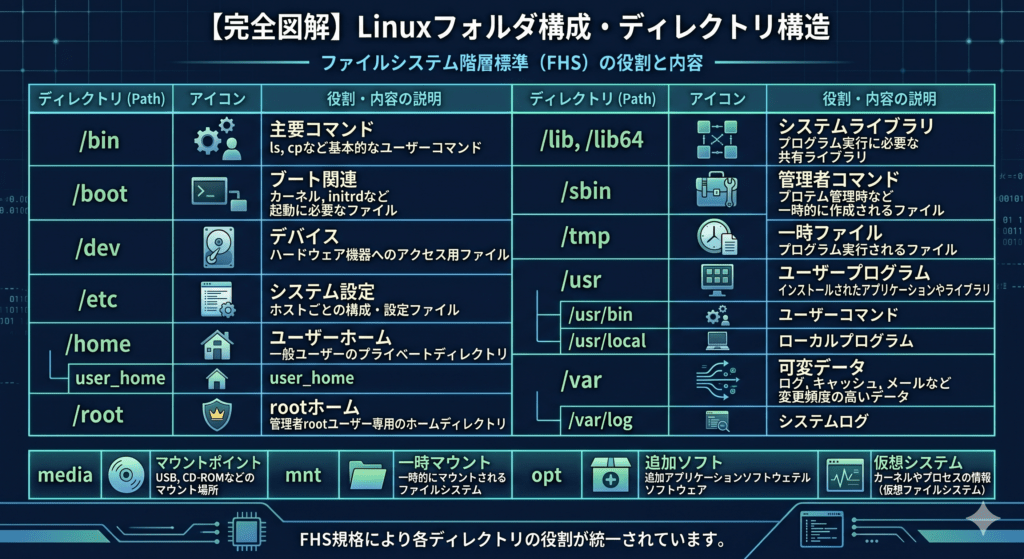完全網羅】Linuxフォルダ構成・ディレクトリ構造｜となりのインフラ